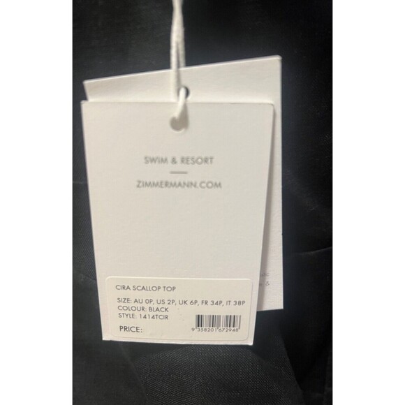 Zimmermann Cira Tiggy Scallop Peplum Black Top Size US 2P 100% Linen - Picture 12 of 14